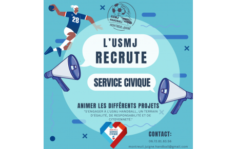 L’US Montreuil-Juigné Handball recrute un service civique (F/H) pour la saison 2025-2026 !